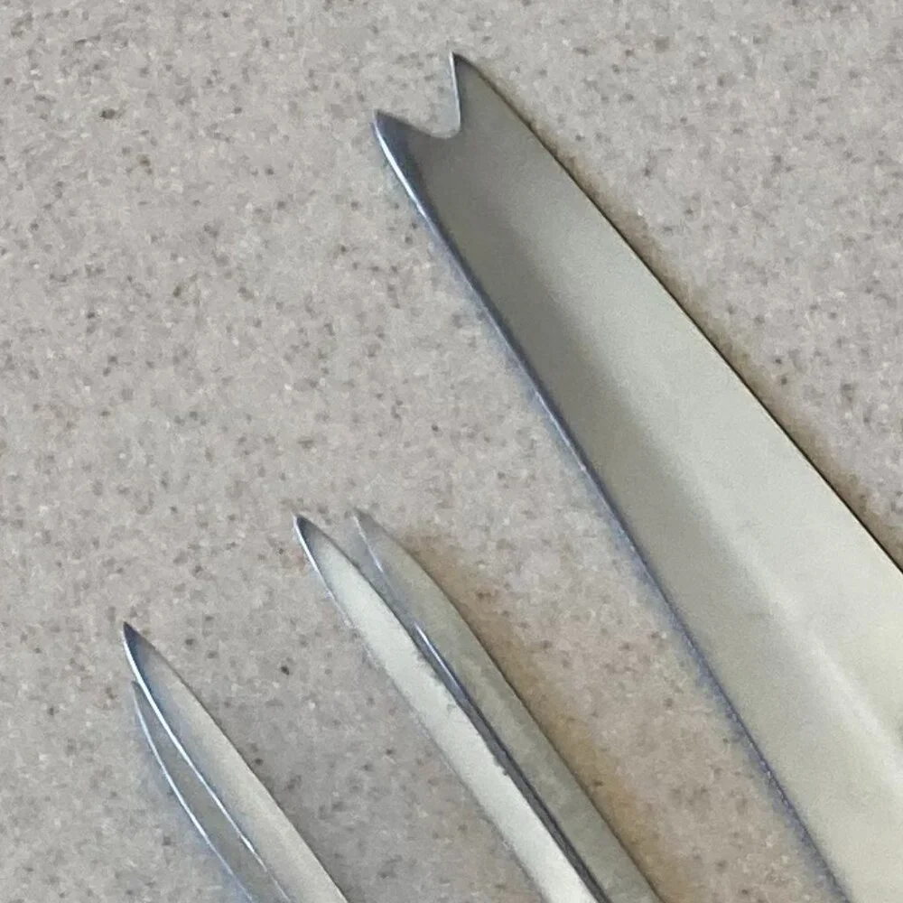 Stainless Steel 2 Piece Grill Carving Set Capri Italy..& Grill Mittens VTG MCM